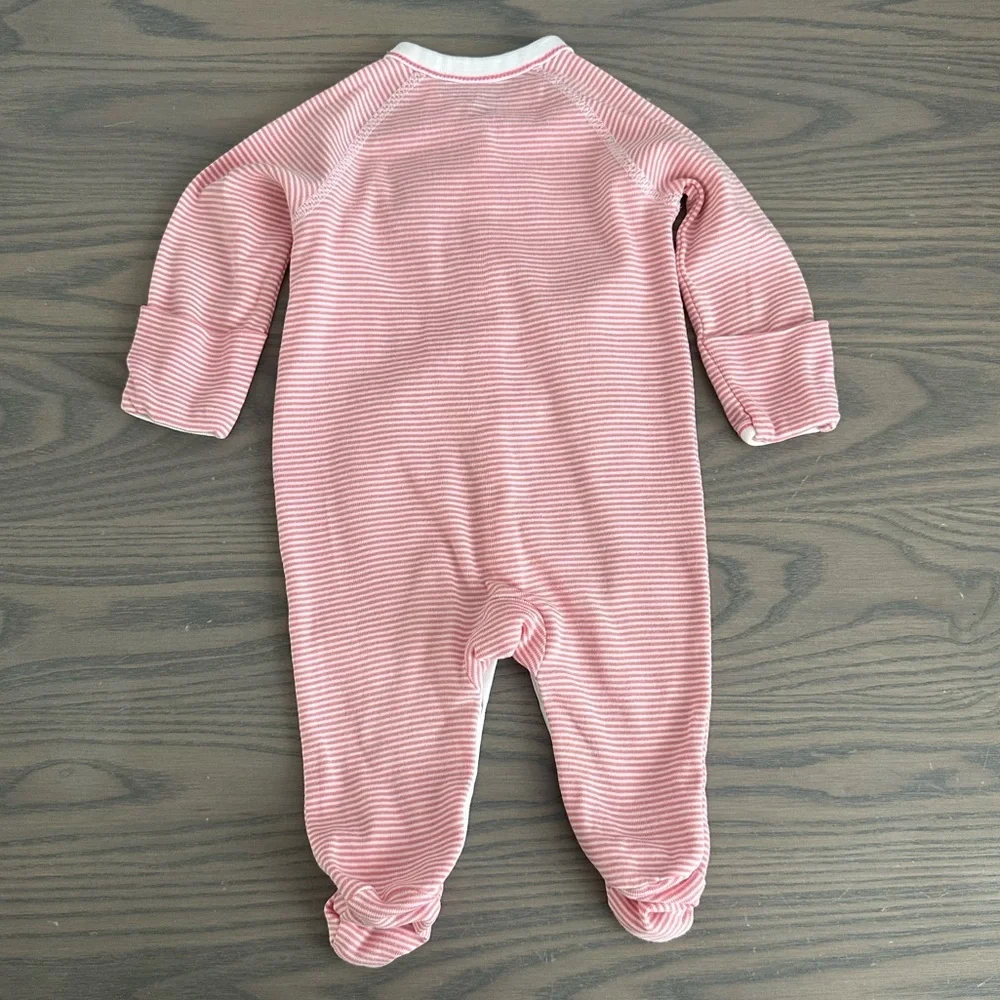 RALPH LAUREN BABY GIRL STRIPED COTTON FOOTED COVERALL